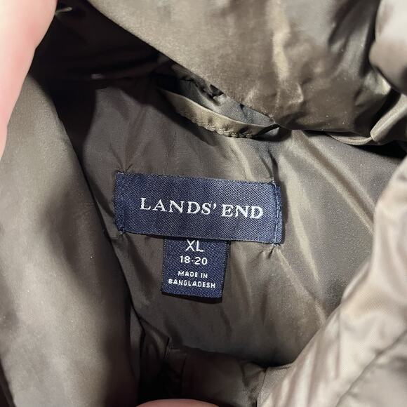 LANDS END PUFFER VEST WOMENS XL BROWN GOOSE DOWN FULL ZIP OUTDOOR HIKING CAMPING - Picture 2 of 7